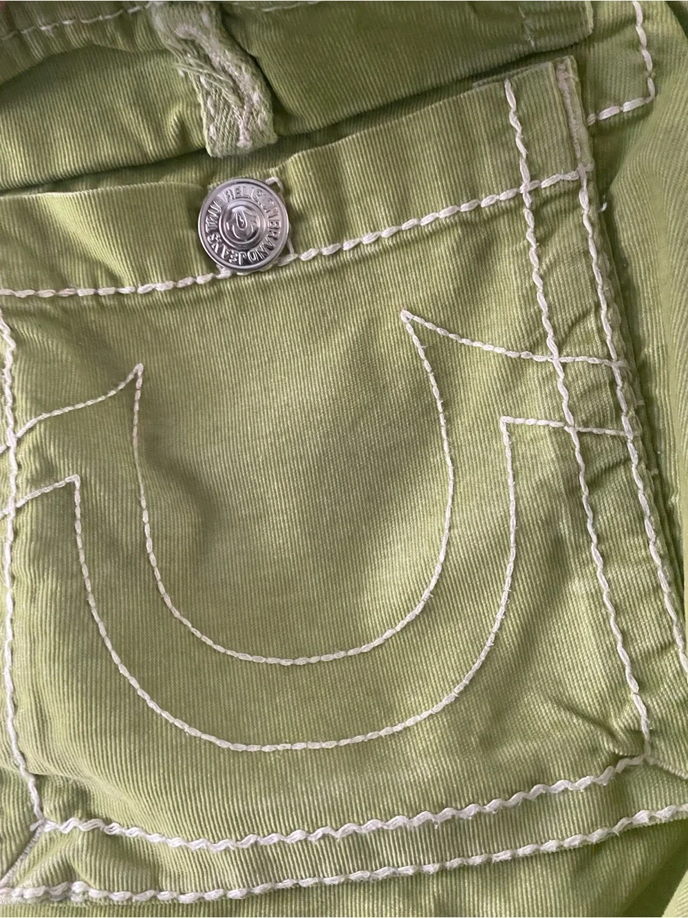 True Religion Y2K Relaxed Ace Cargo  Pants Kalamata Green Contrast Stitch 36